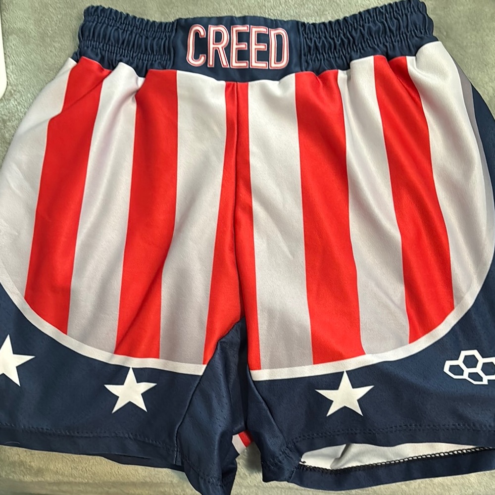 Creed Red and White Striped Boxing Shorts